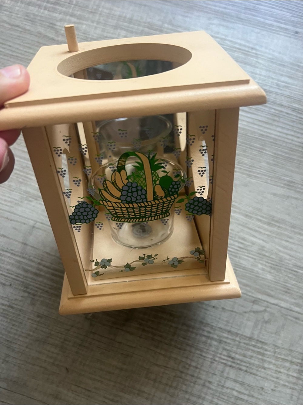 Vintage Blueberry Votive Lantern Candle Holder Adjustable Lift Glass